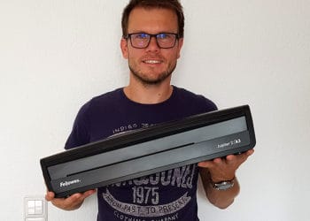 Das Fellowes Laminiergerät A3 Jupiter 2 bei mir im Studio - bereit für den großen Laminiertest.